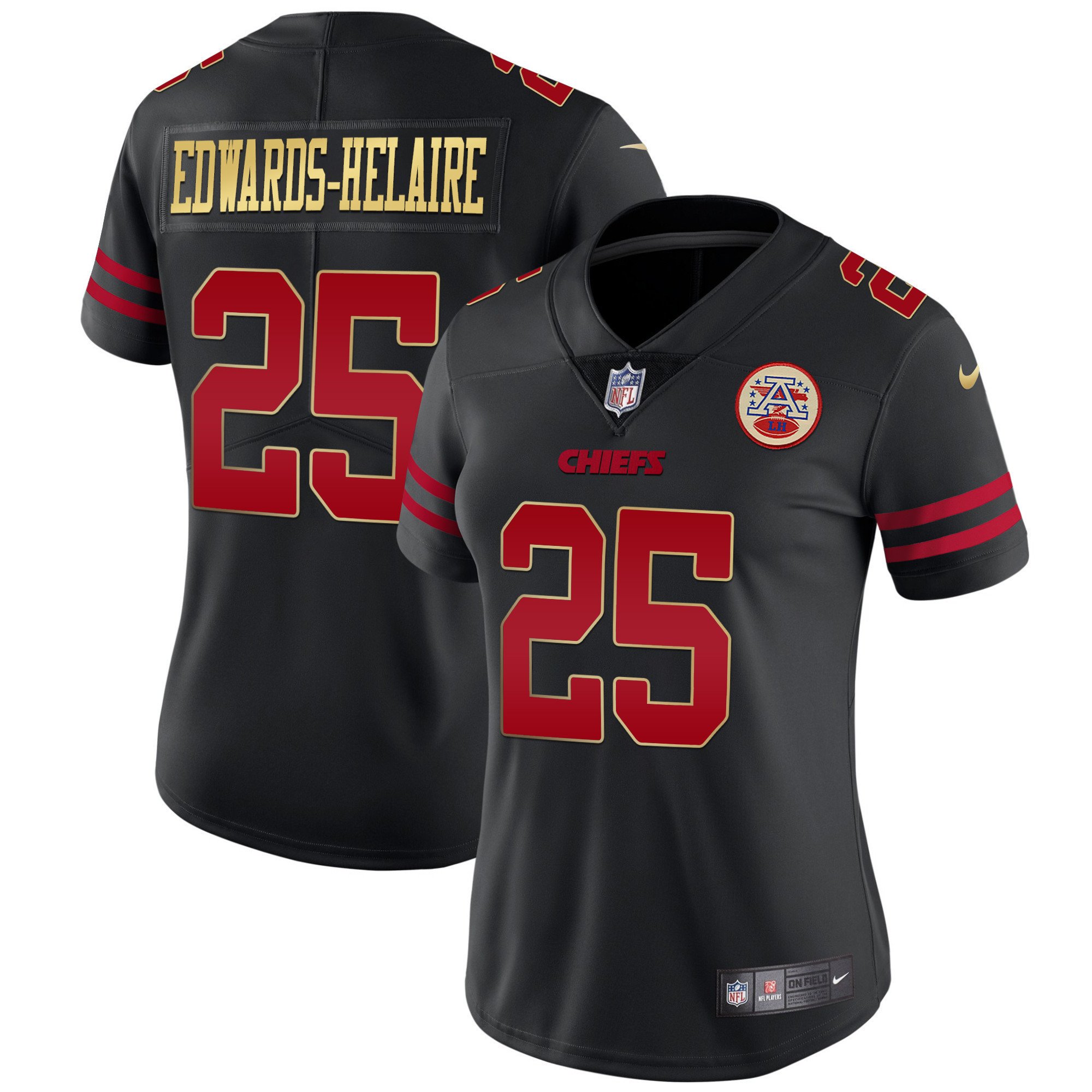 Chiefs Black Red Vapor Jersey - All Stitched - Image 15