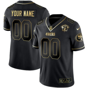 49ers Custom Black Gold Jersey - All Stitched
