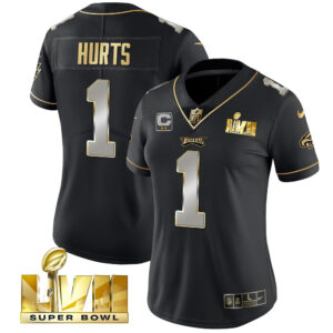 Women's Eagles Super Bowl LVII Gold Vapor Jersey - All Stitched