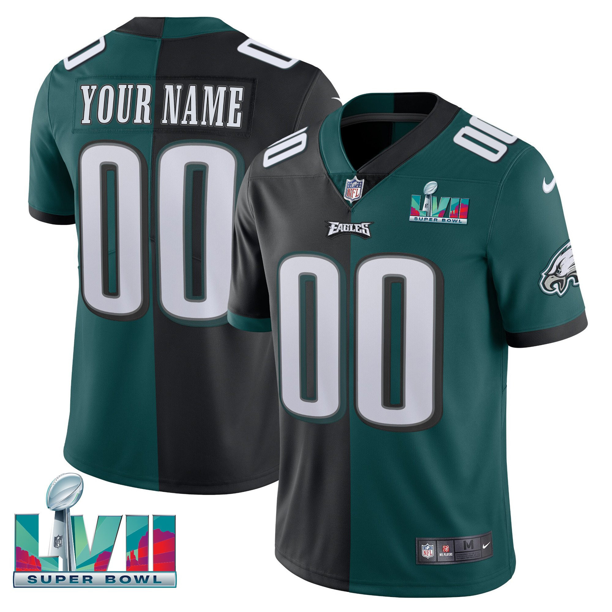 Eagles Super Bowl Custom Patch Vapor Jersey - All Stitched - Image 8