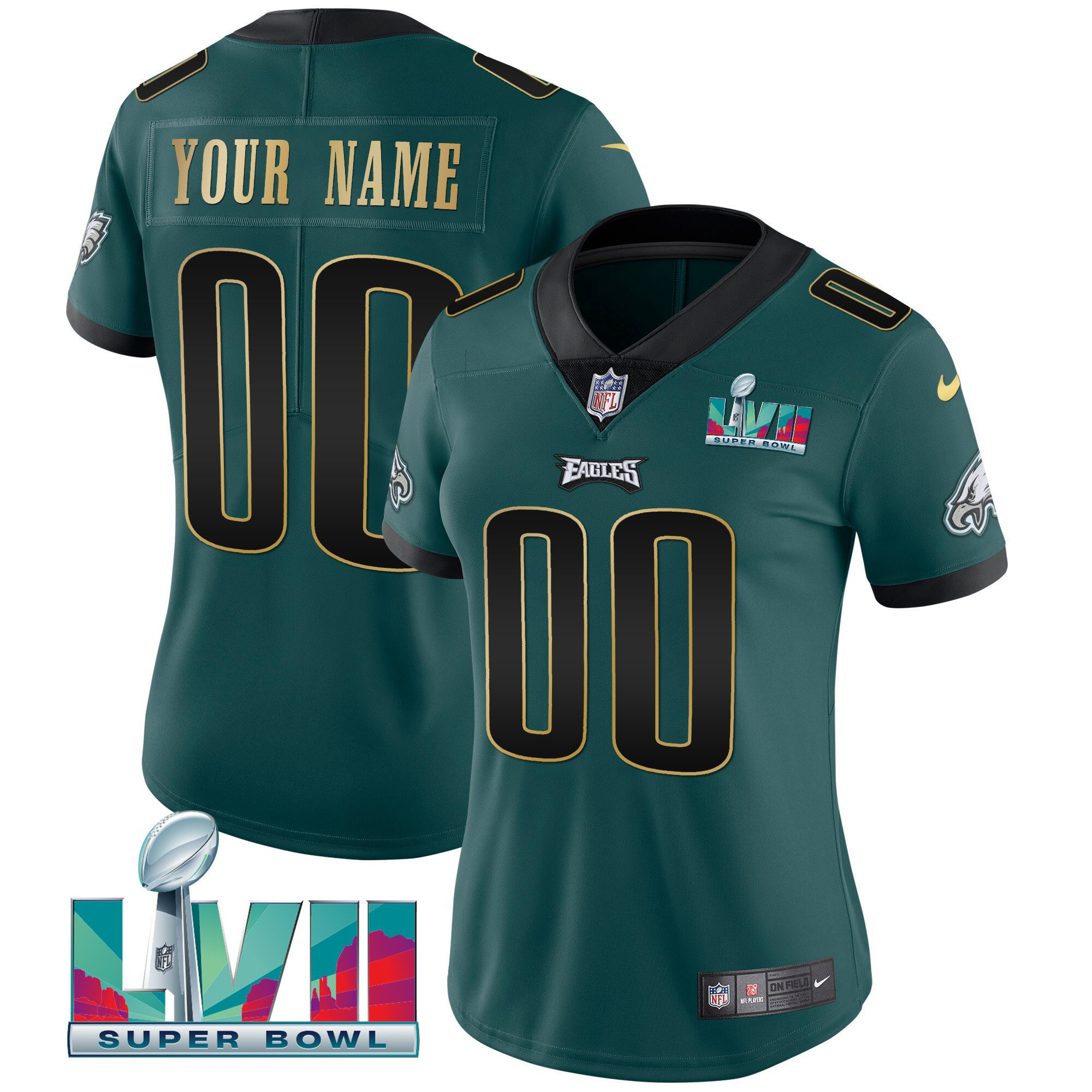 Eagles Super Bowl Custom Patch Vapor Jersey - All Stitched - Image 9