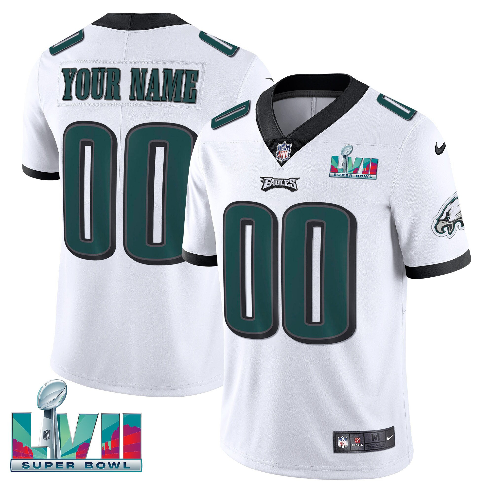 Eagles Super Bowl Custom Patch Vapor Jersey - All Stitched - Image 5
