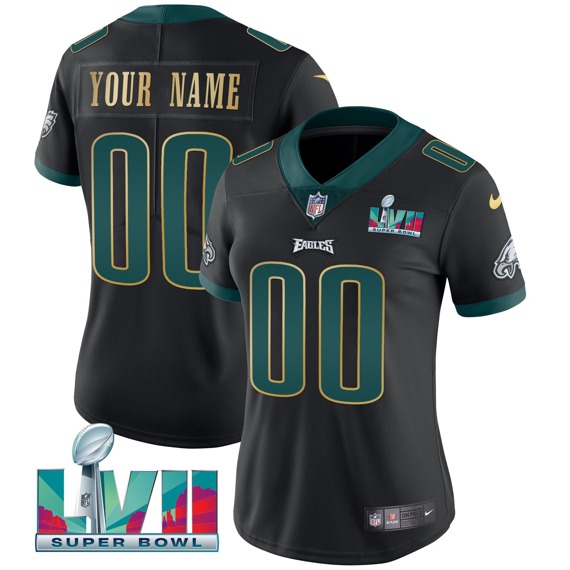 Eagles Super Bowl Custom Patch Vapor Jersey - All Stitched - Image 10