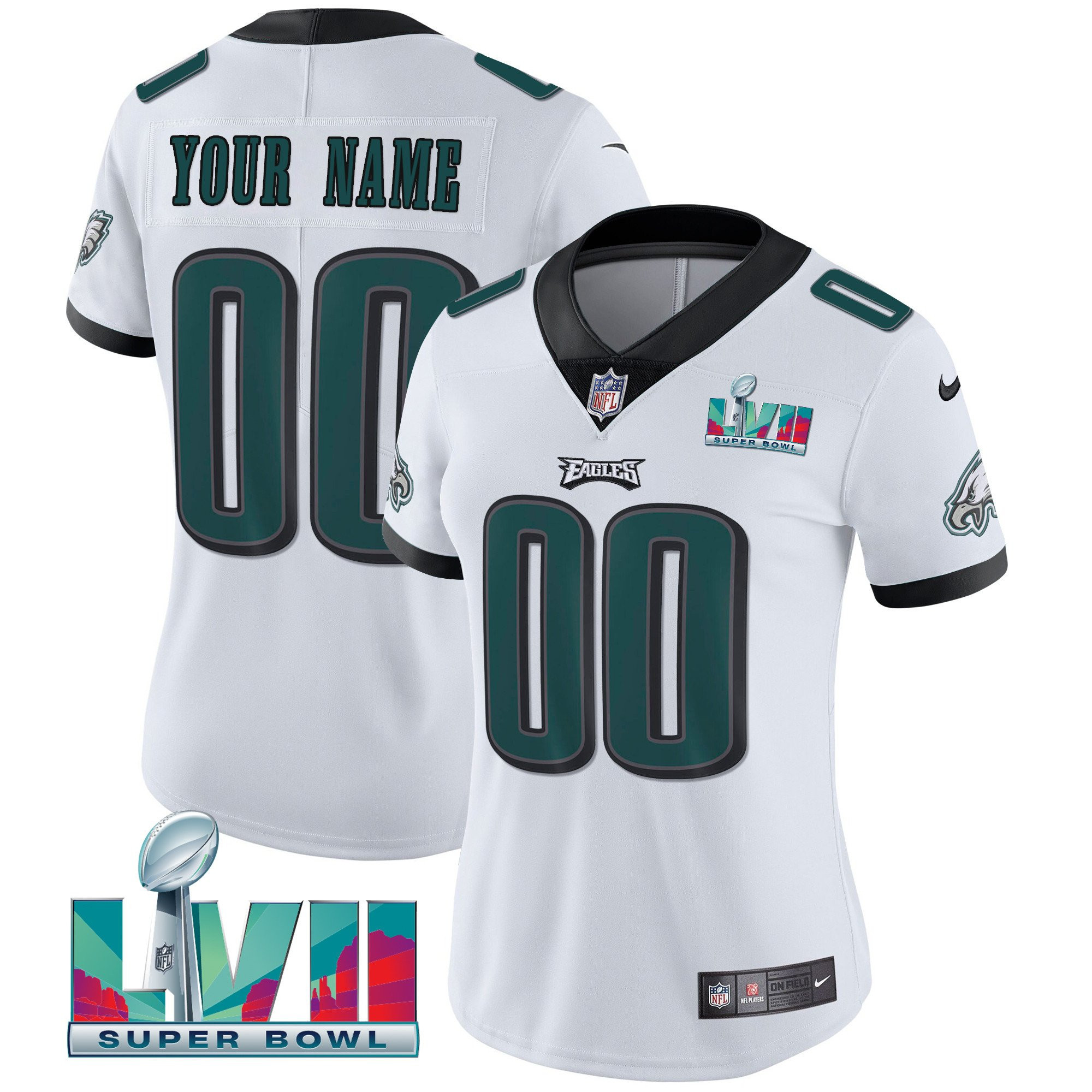 Eagles Super Bowl Custom Patch Vapor Jersey - All Stitched - Image 13
