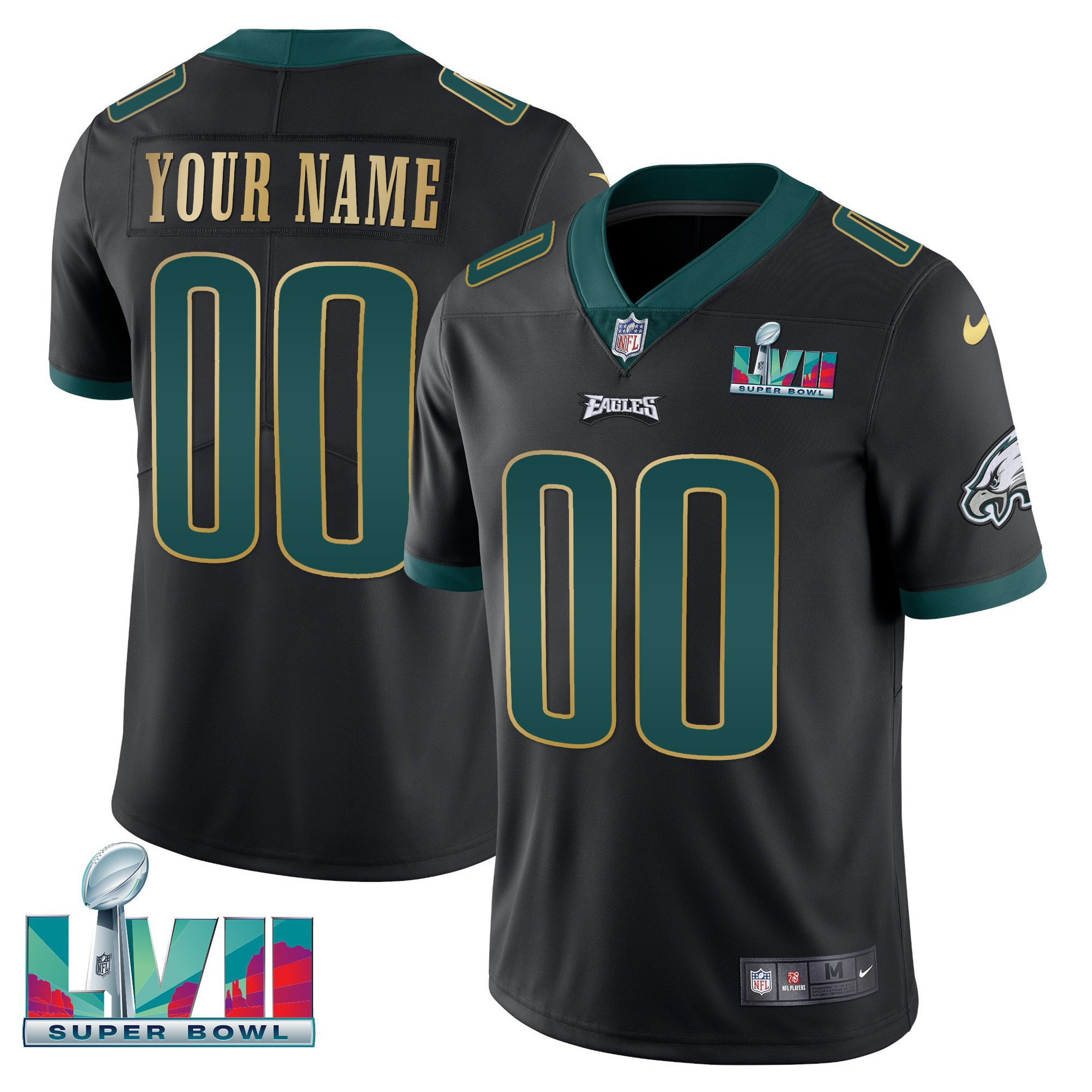Eagles Super Bowl Custom Patch Vapor Jersey - All Stitched - Image 2