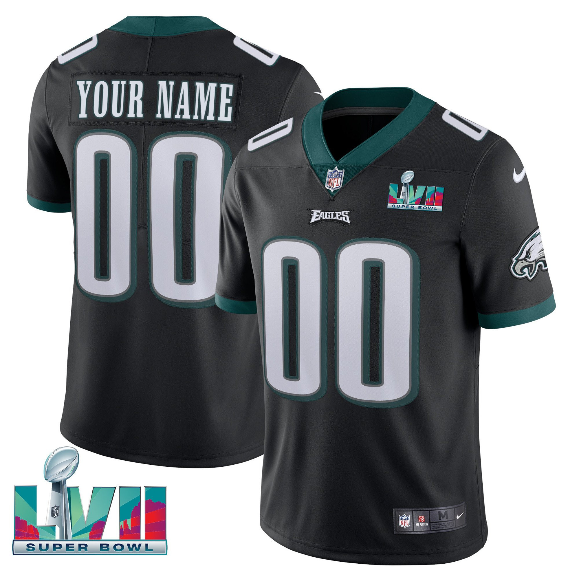 Eagles Super Bowl Custom Patch Vapor Jersey - All Stitched - Image 4
