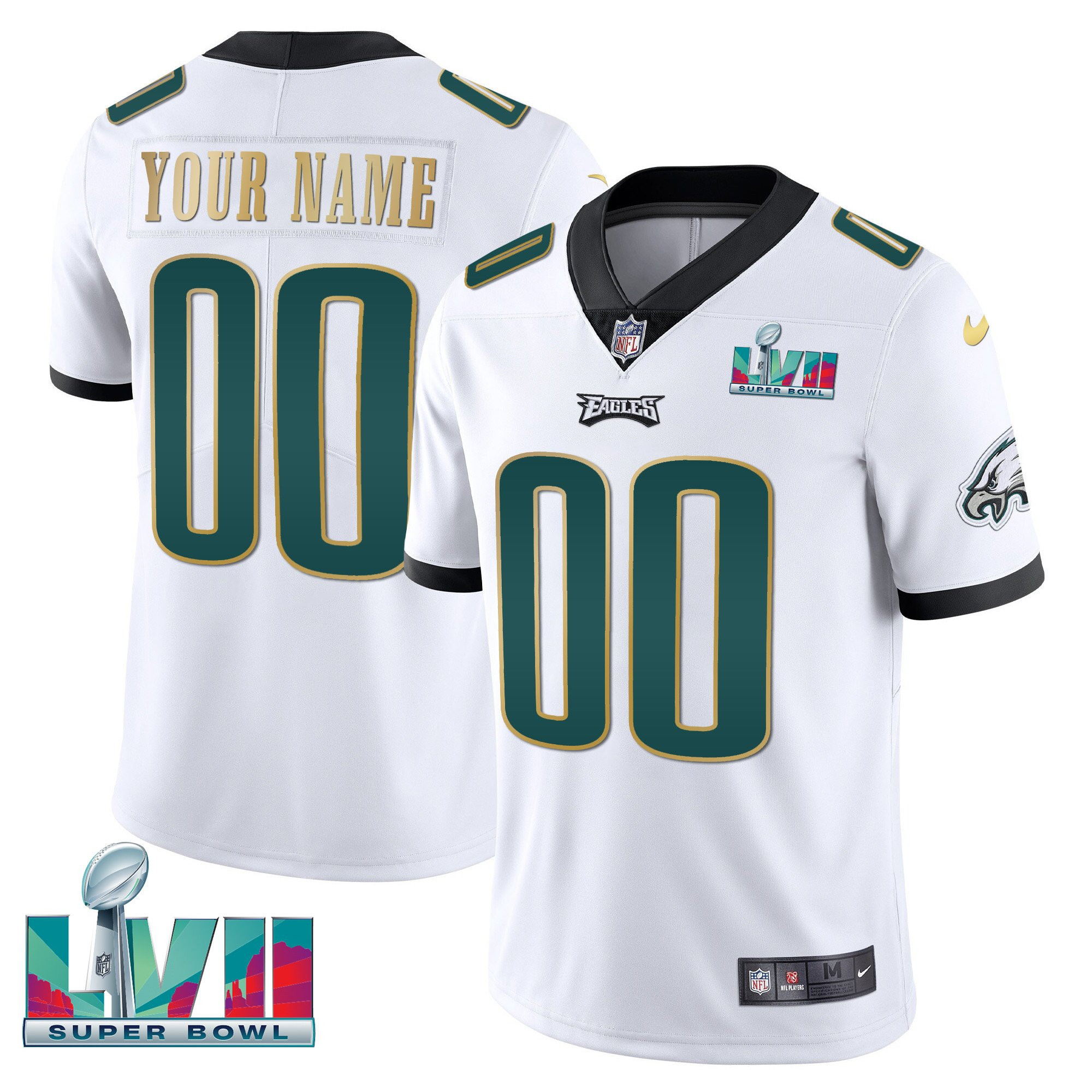 Eagles Super Bowl Custom Patch Vapor Jersey - All Stitched - Image 3