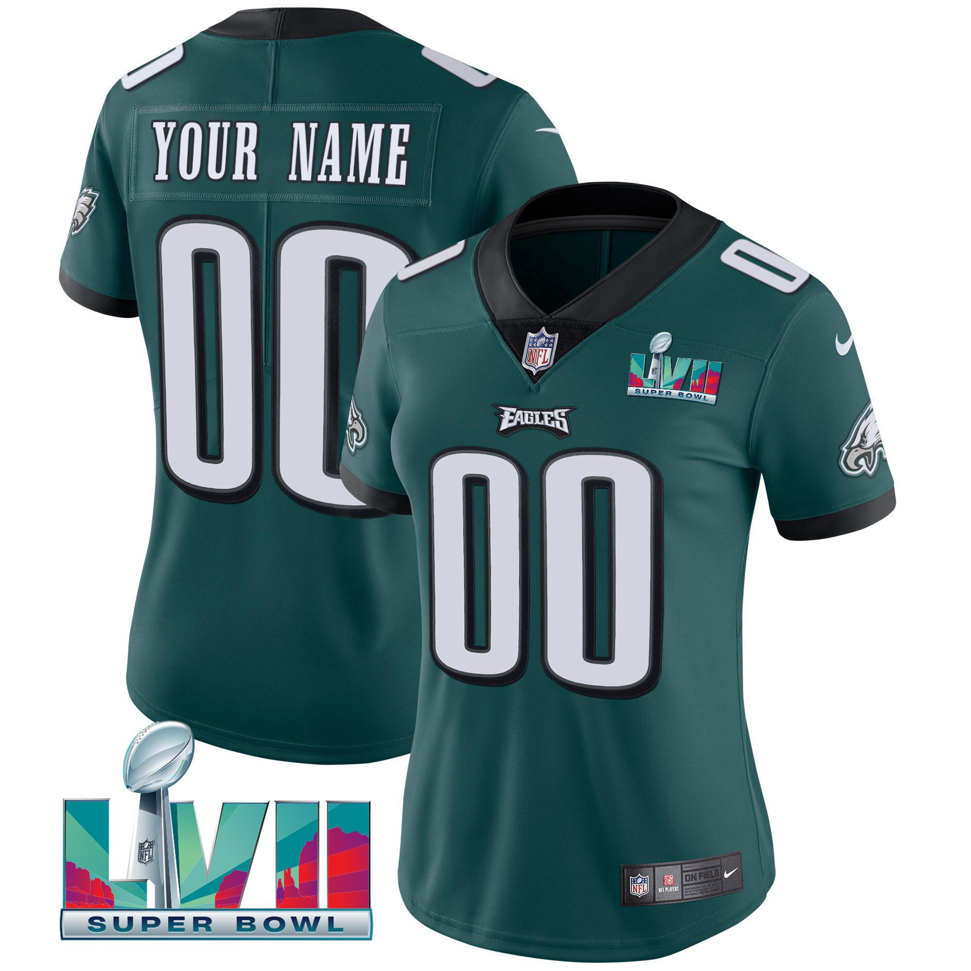 Eagles Super Bowl Custom Patch Vapor Jersey - All Stitched - Image 14