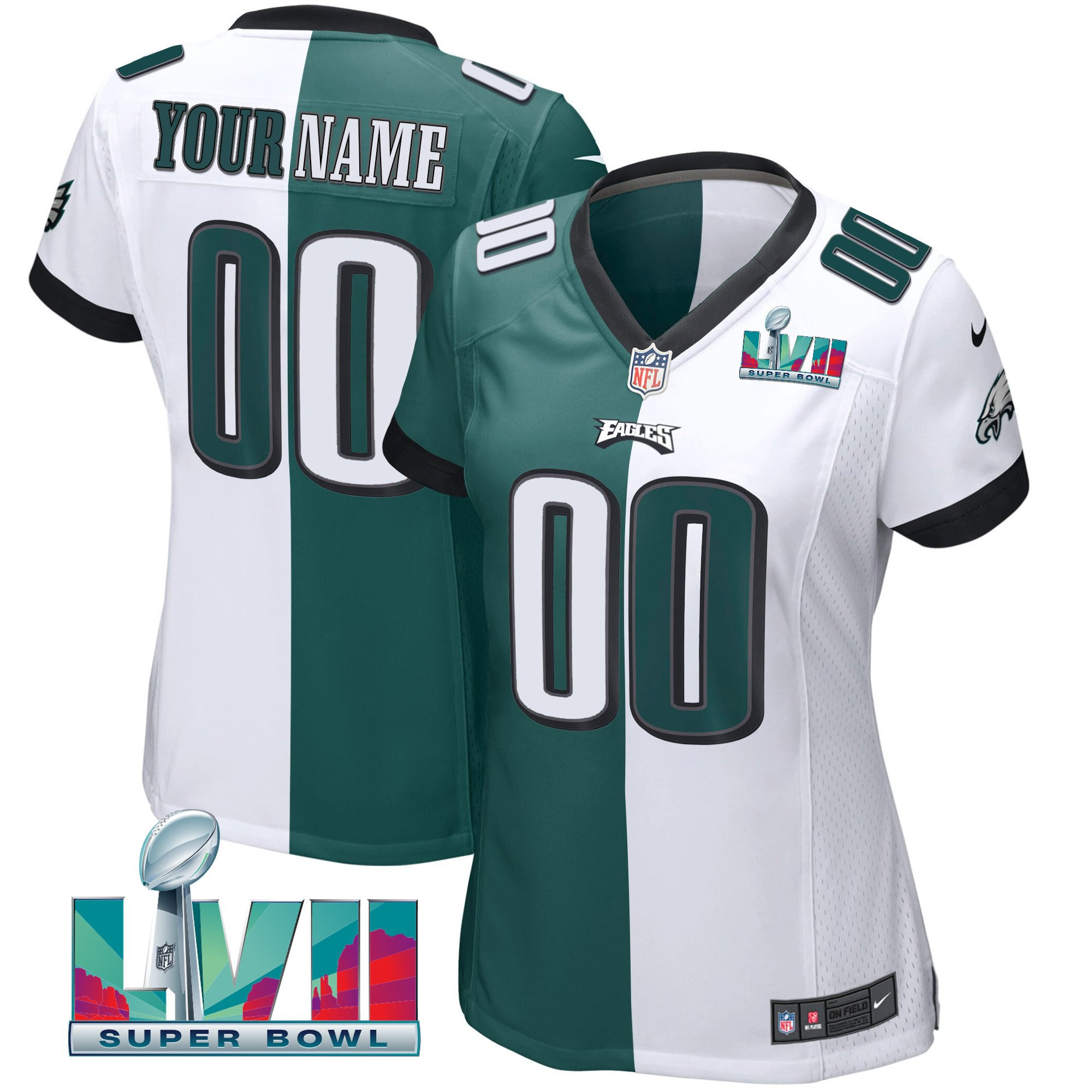 Eagles Super Bowl Custom Patch Vapor Jersey - All Stitched - Image 15