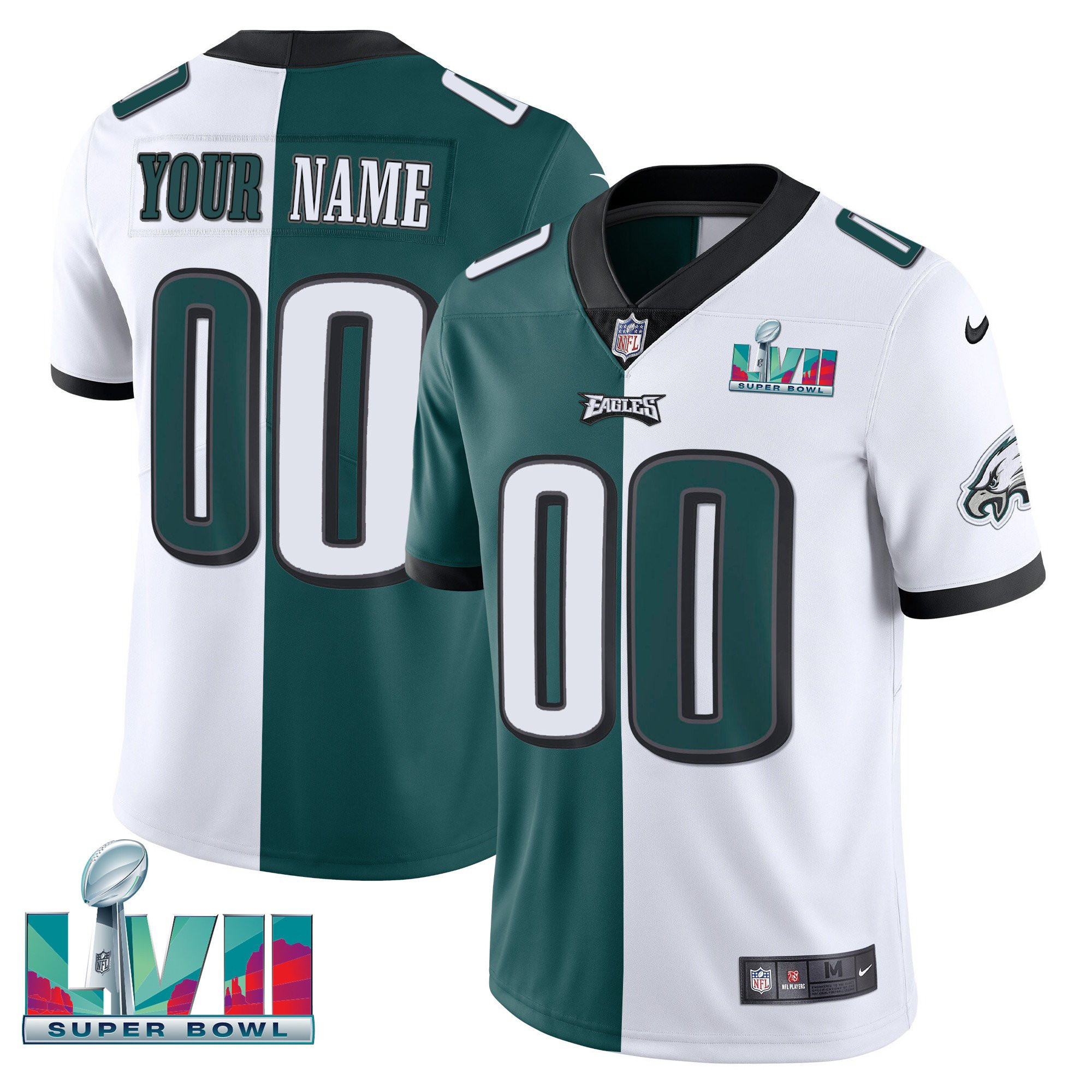 Eagles Super Bowl Custom Patch Vapor Jersey - All Stitched - Image 7