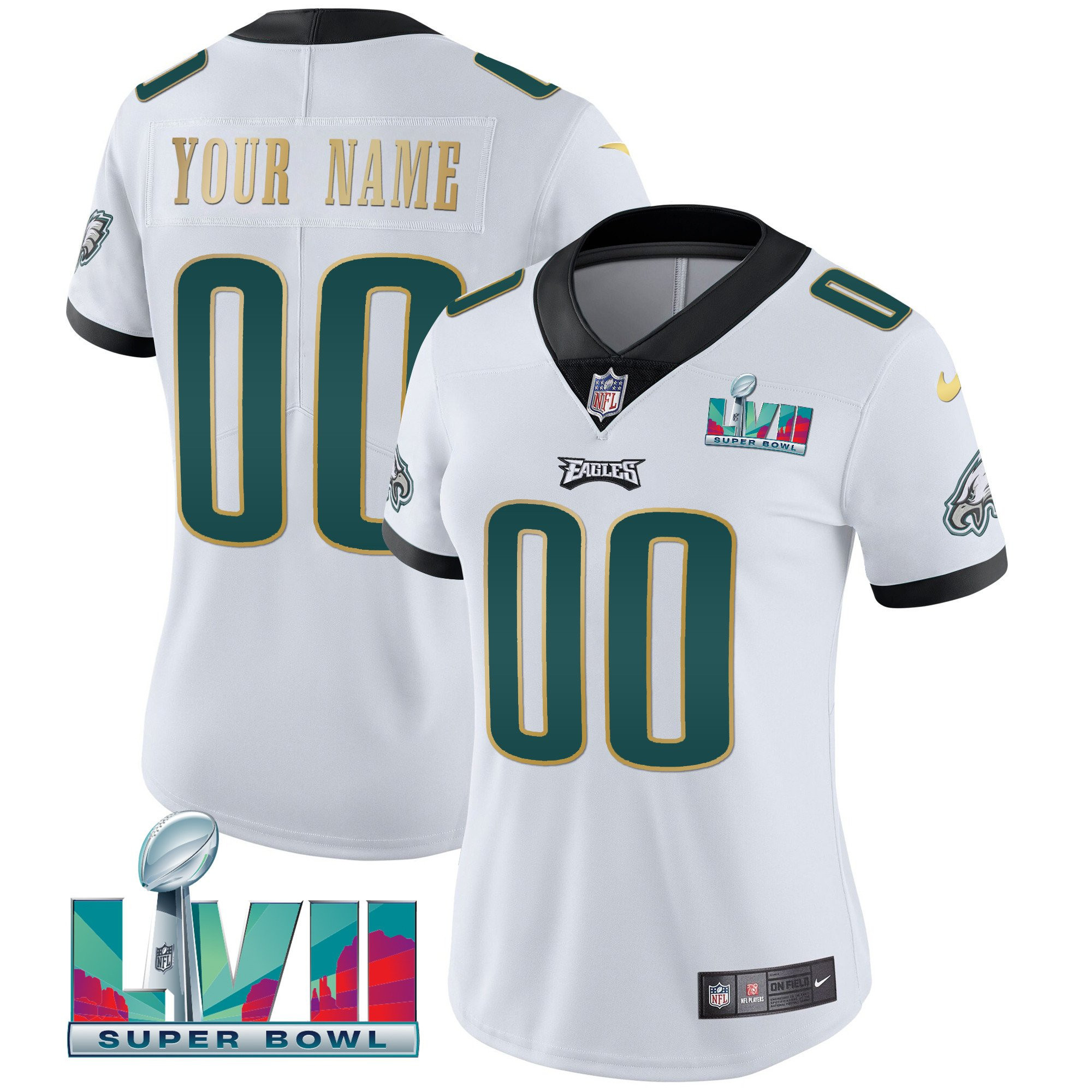 Eagles Super Bowl Custom Patch Vapor Jersey - All Stitched - Image 11