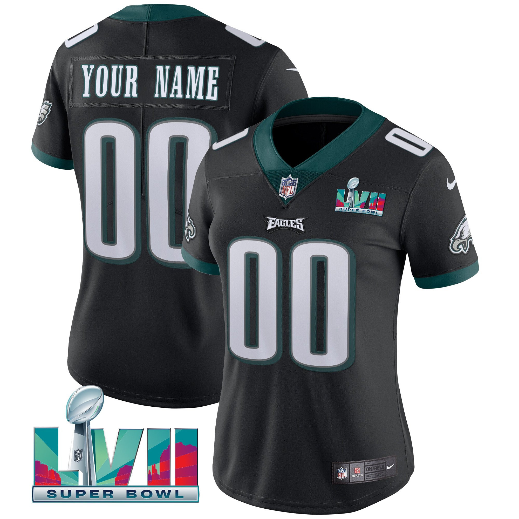 Eagles Super Bowl Custom Patch Vapor Jersey - All Stitched - Image 12