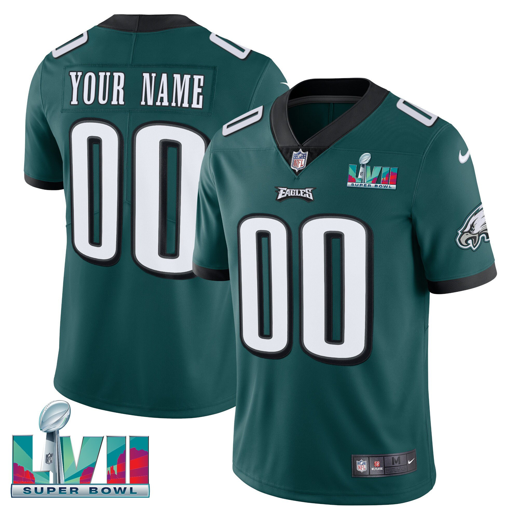 Eagles Super Bowl Custom Patch Vapor Jersey - All Stitched - Image 6