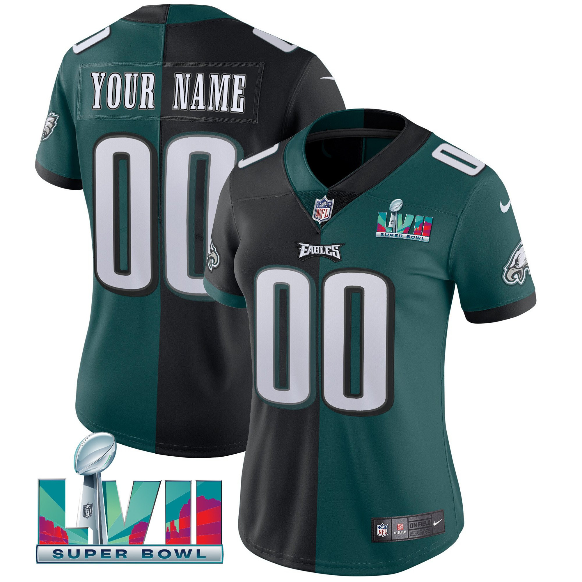 Eagles Super Bowl Custom Patch Vapor Jersey - All Stitched - Image 16