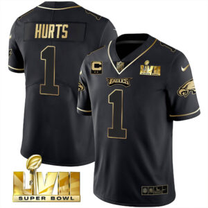 Men's Eagles Super Bowl Vapor Gold Jersey - All Stitched