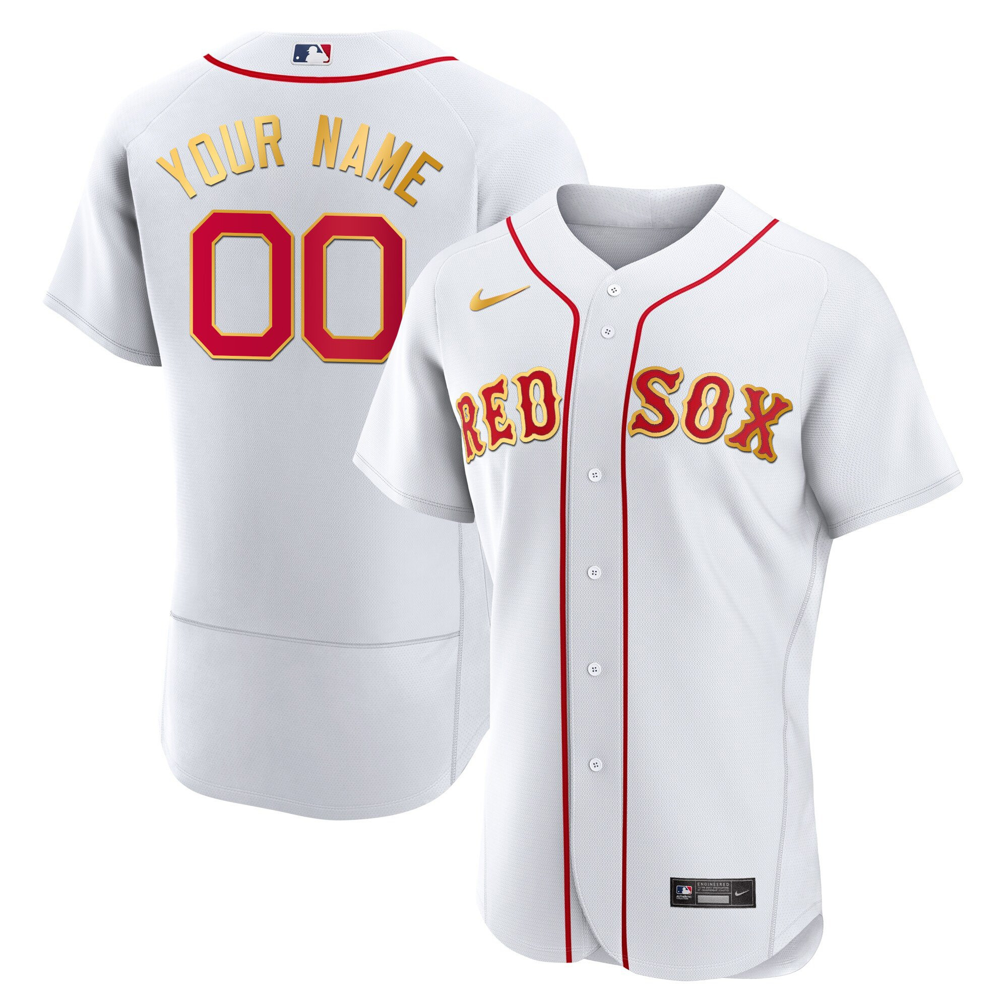Boston Red Sox Gold Trim Custom Jersey - All Stitched - Image 2