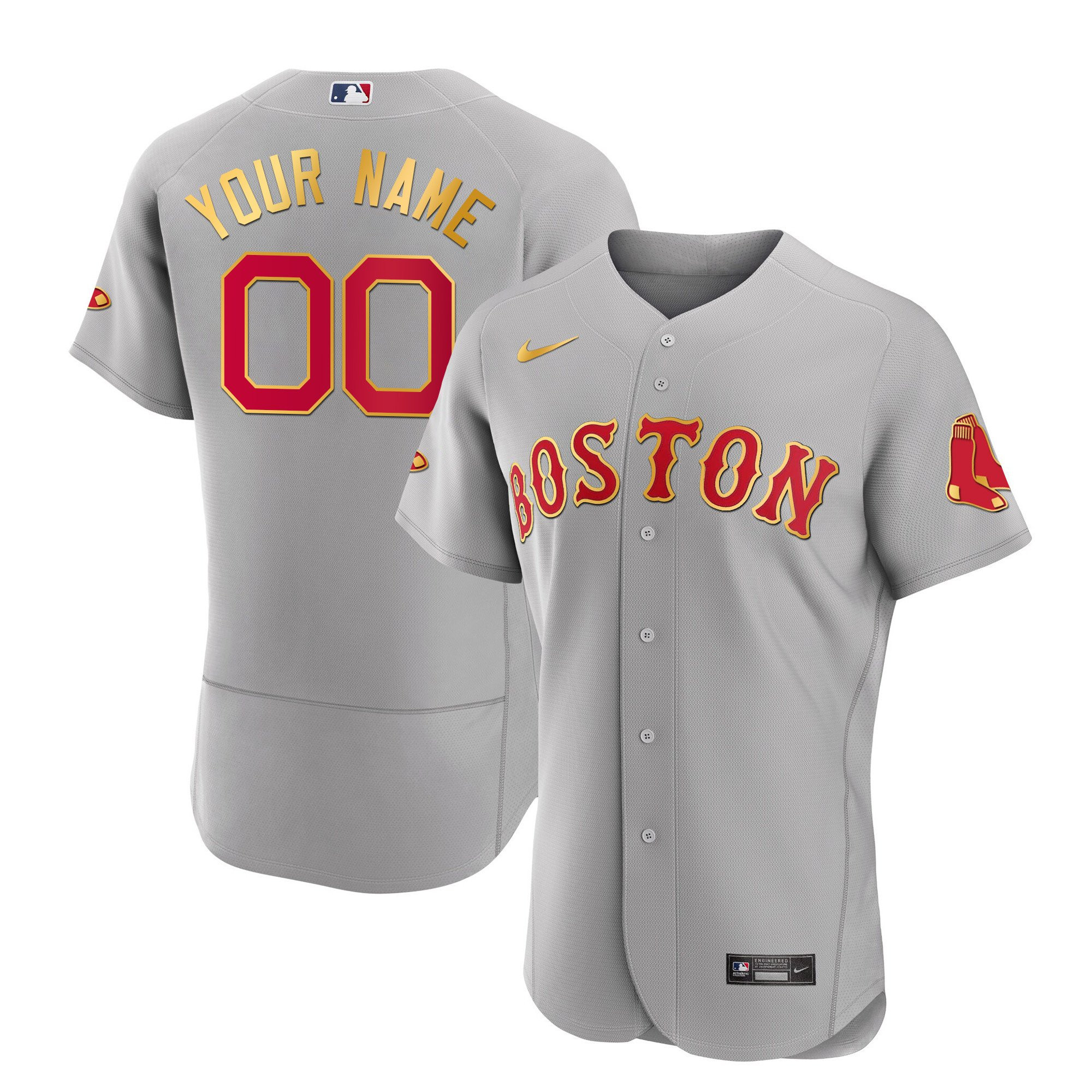 Boston Red Sox Gold Trim Custom Jersey - All Stitched - Image 8