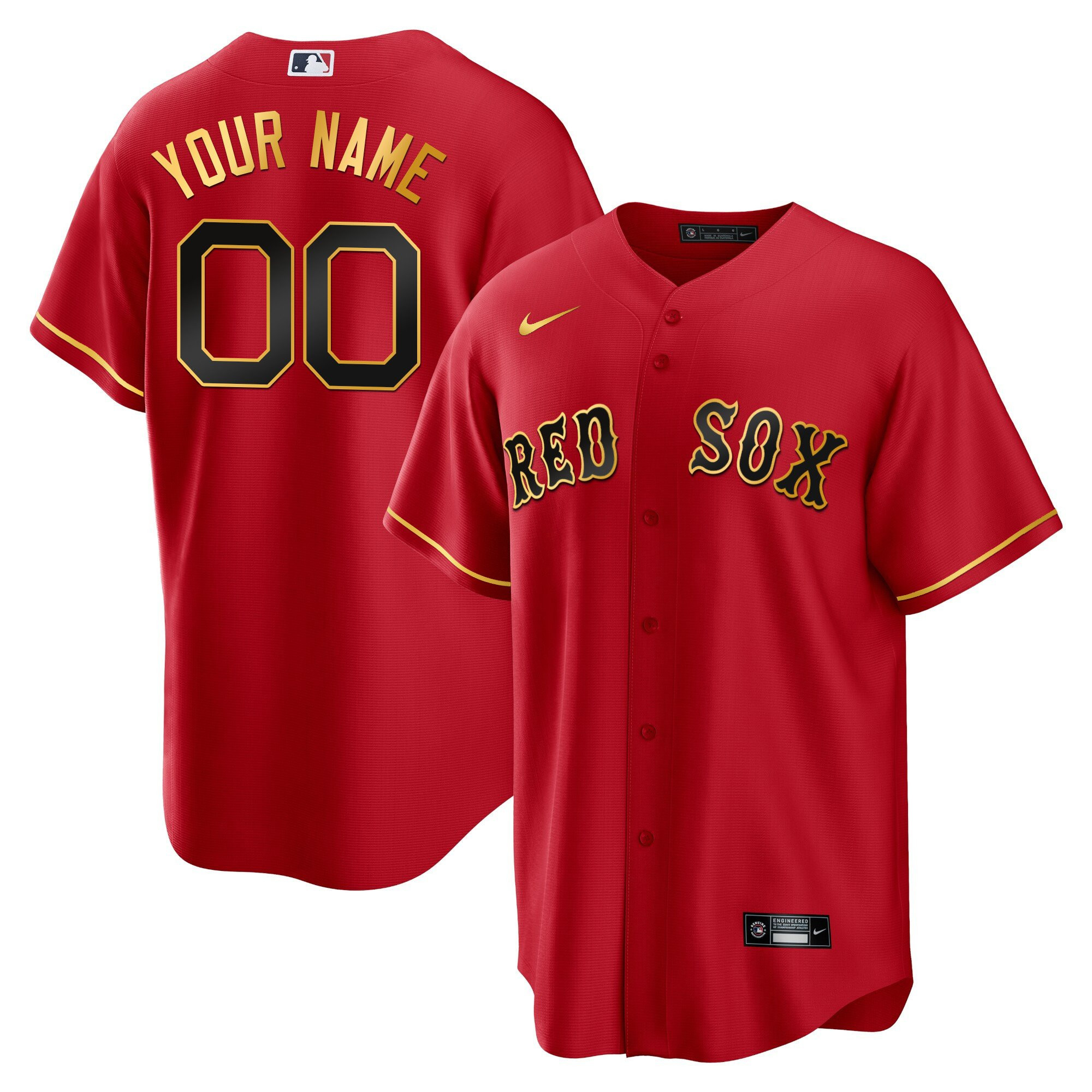 Boston Red Sox Gold Trim Custom Jersey - All Stitched - Image 5