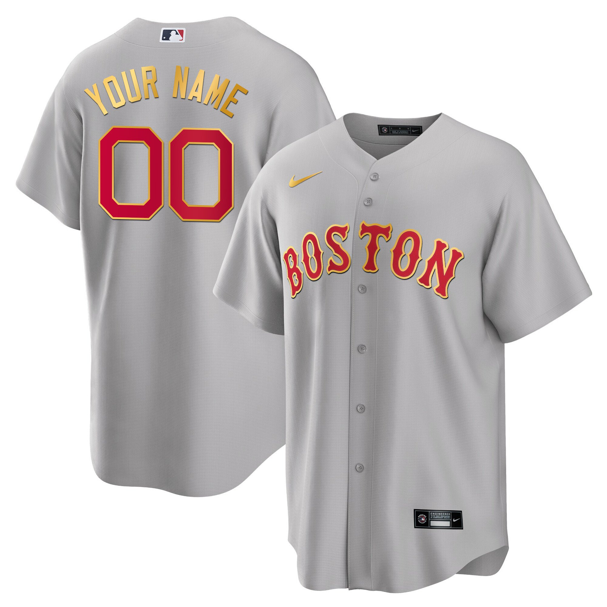 Boston Red Sox Gold Trim Custom Jersey - All Stitched - Image 7