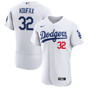 Sandy Koufax Los Angeles Dodgers White Jersey - All Stitched