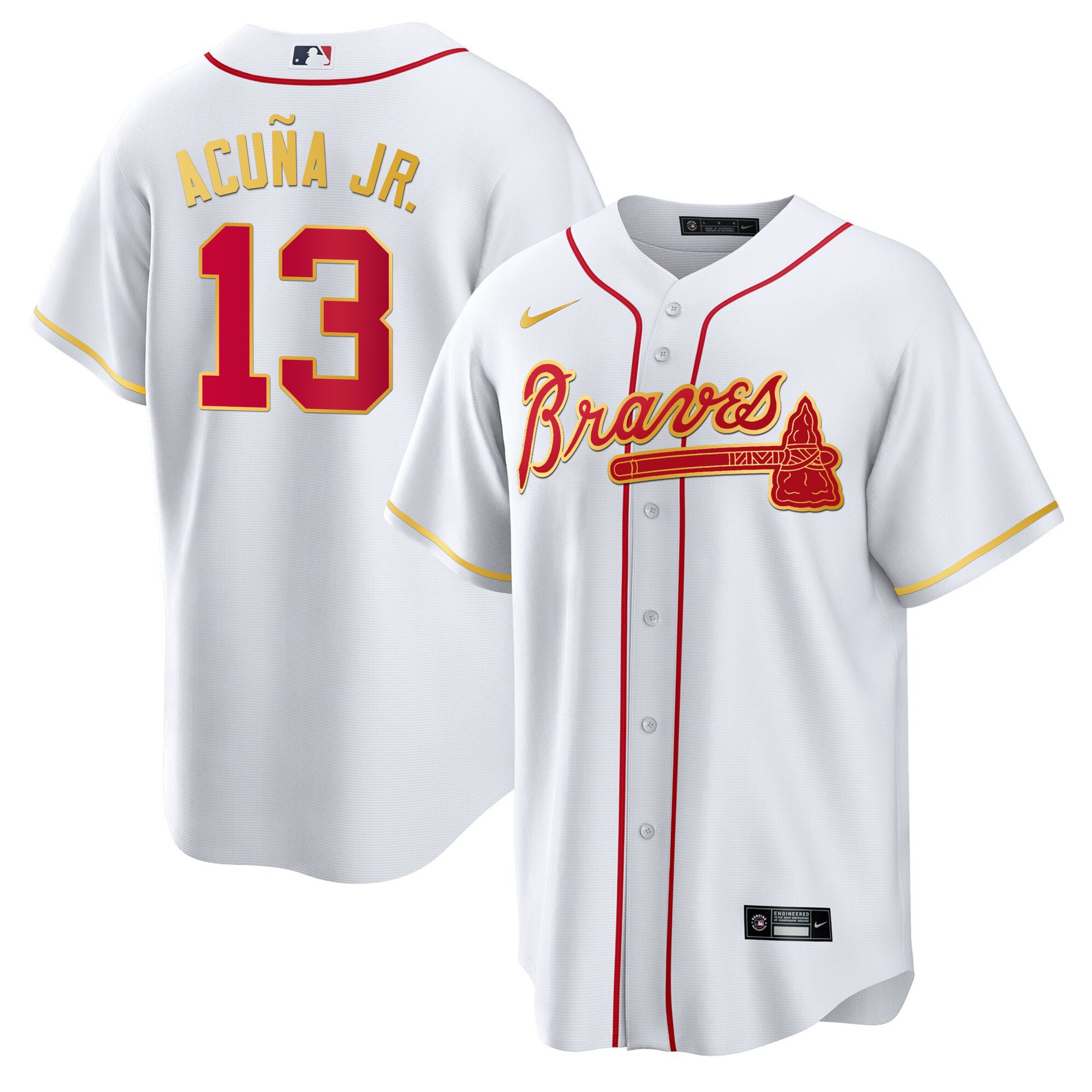 Men's Atlanta Braves Gold Trim Jersey - All Stitched - Image 28