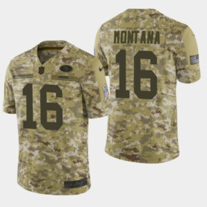 Joe Montana 49ers Salute To Service Camo Jersey - All Stitched