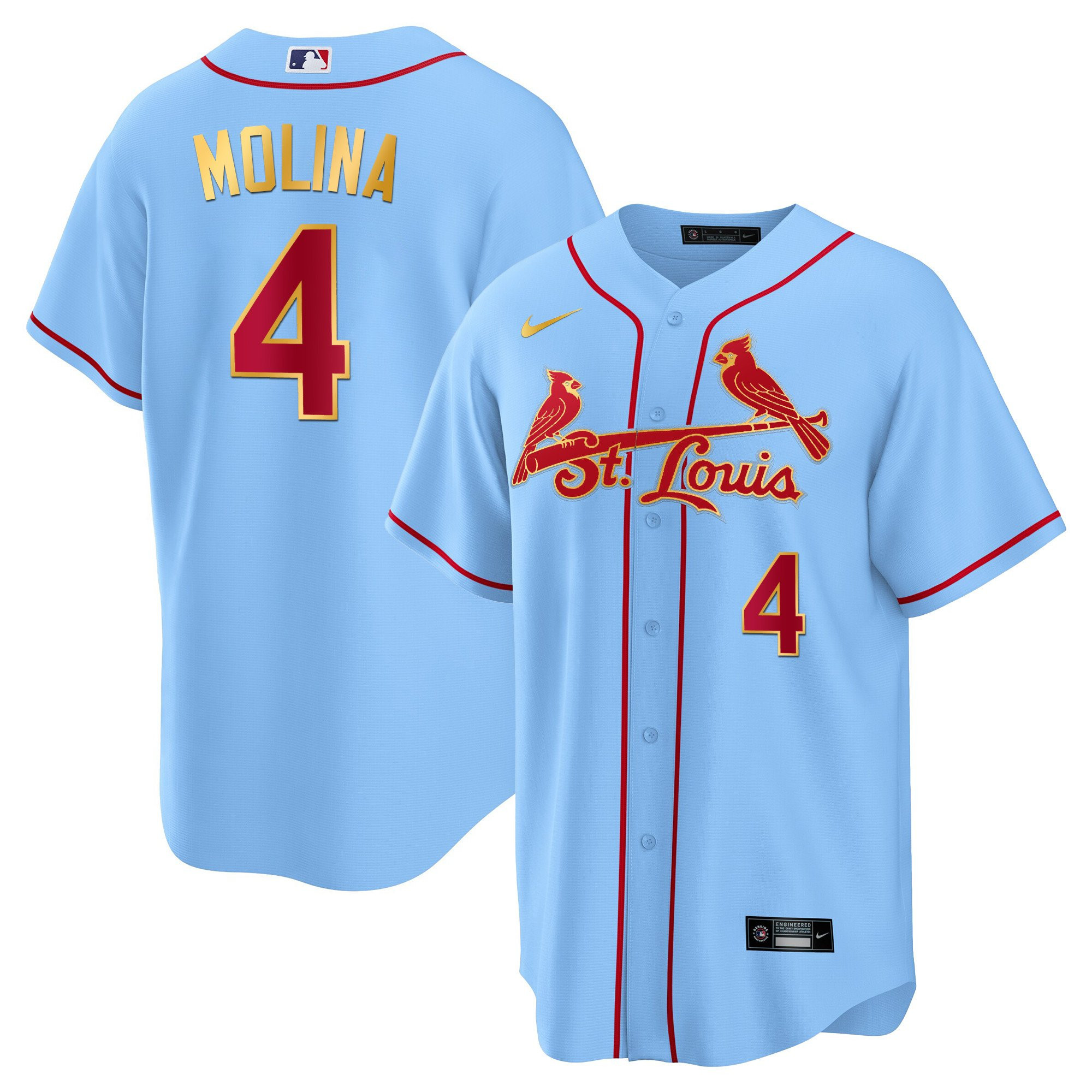 Men's St. Louis Cardinals Cool Base Gold Trim Jersey - All Stitched - Image 15