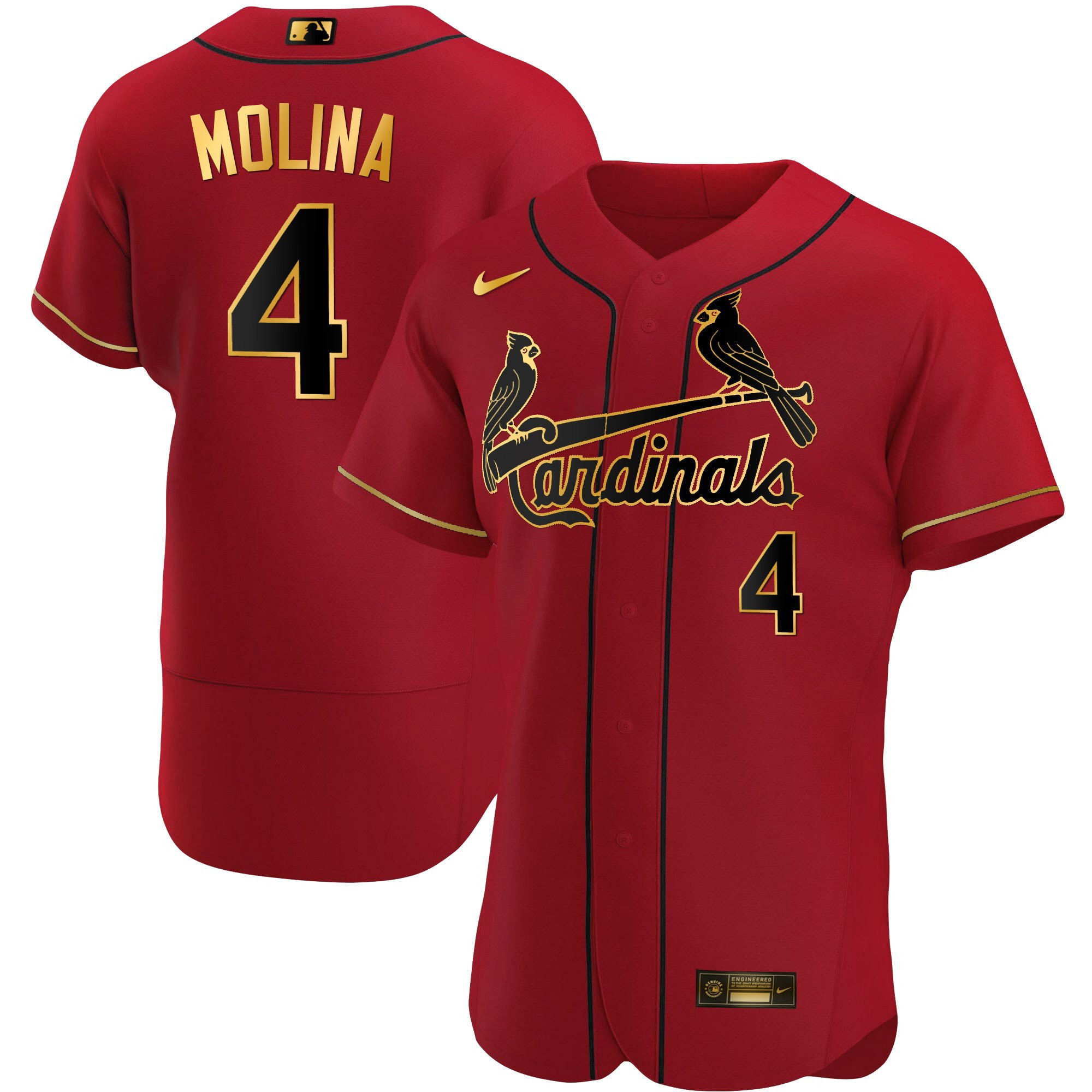 Men's St. Louis Cardinals Flex Base Gold Trim Jersey - All Stitched