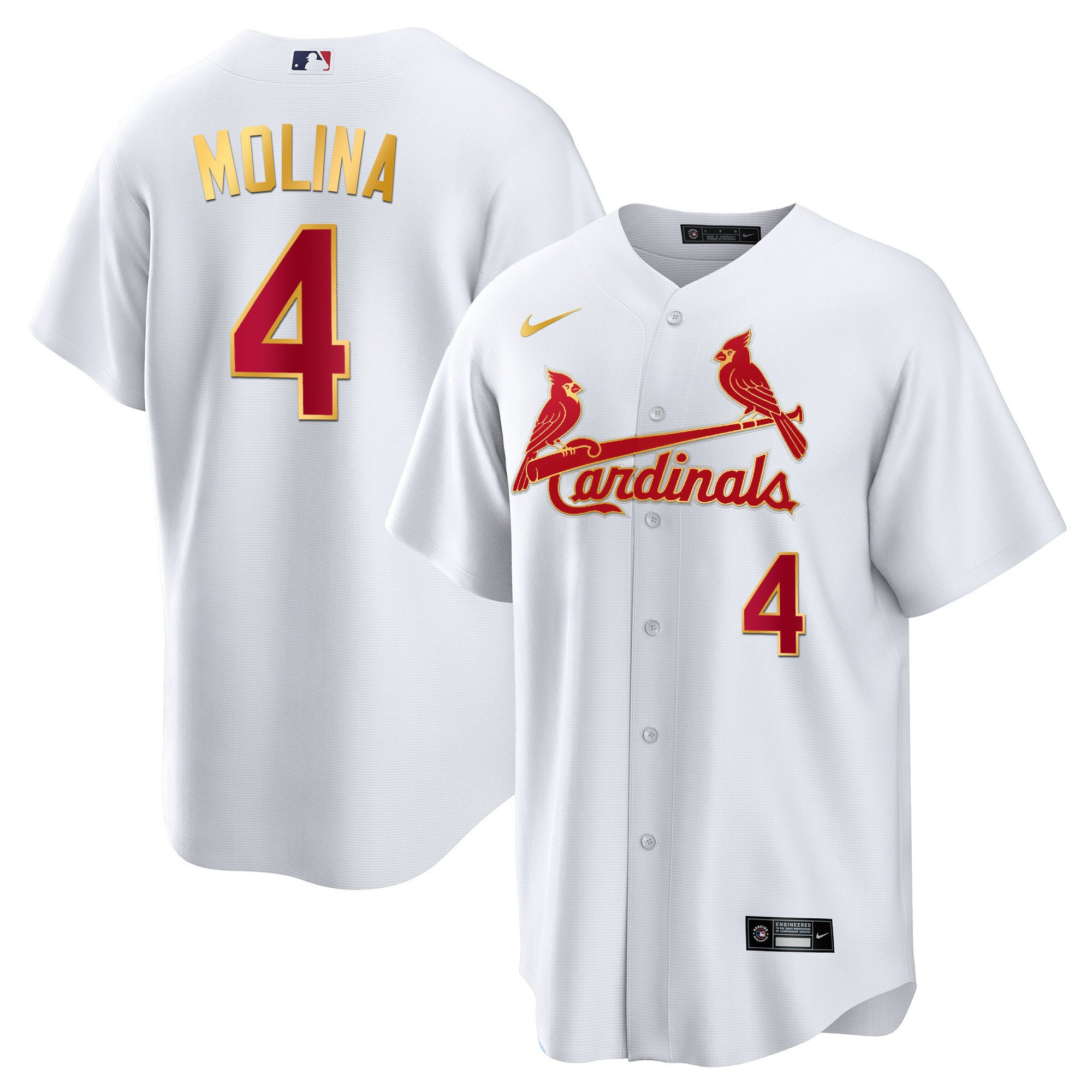 Men's St. Louis Cardinals Cool Base Gold Trim Jersey - All Stitched - Image 8