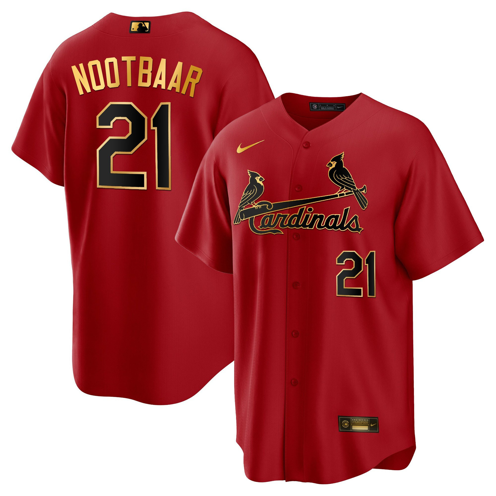 Men's St. Louis Cardinals Cool Base Gold Trim Jersey - All Stitched - Image 6