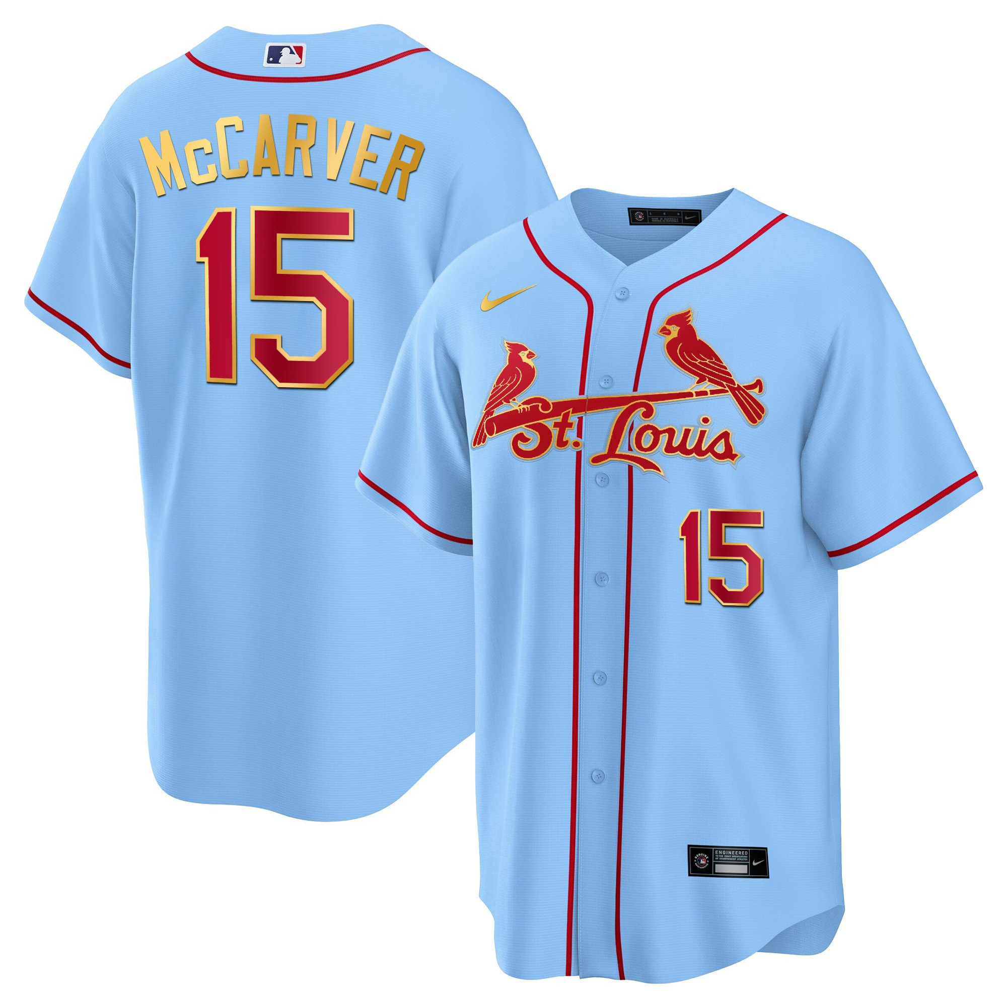 Men's St. Louis Cardinals Cool Base Gold Trim Jersey - All Stitched - Image 21