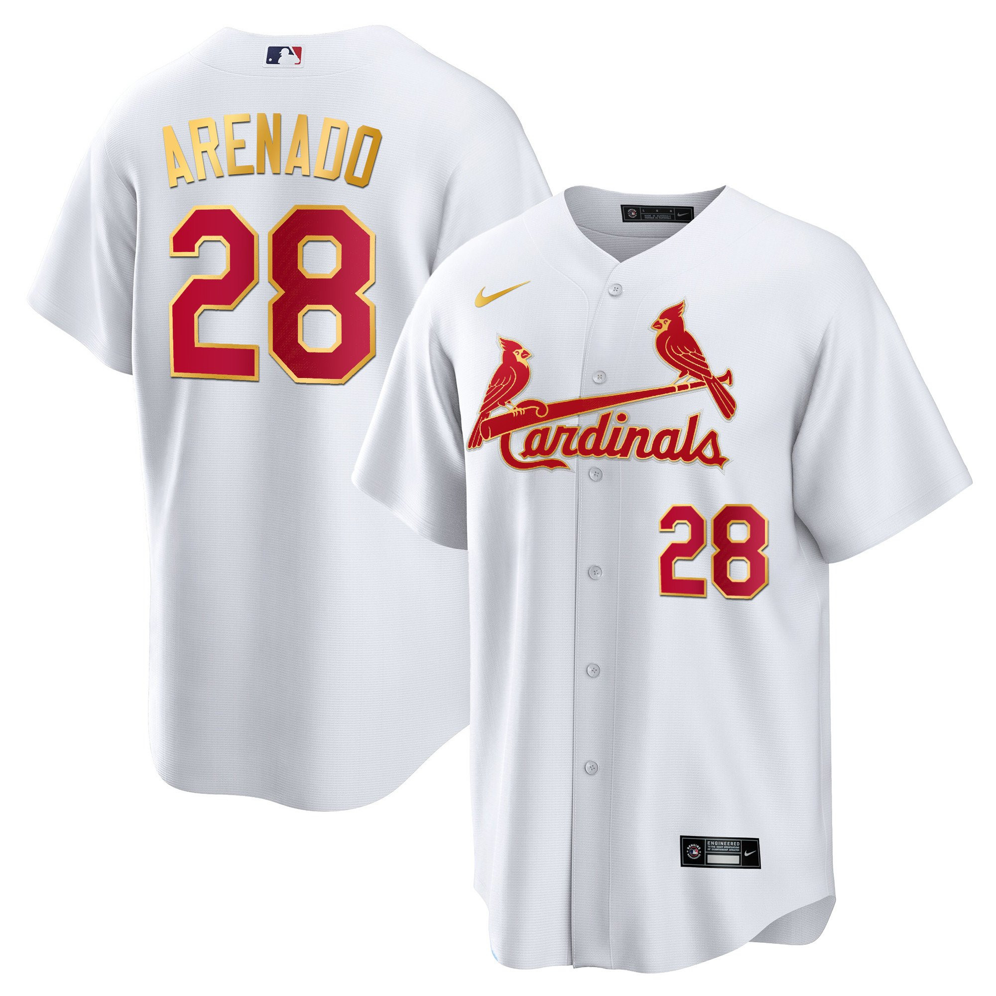 Men's St. Louis Cardinals Cool Base Gold Trim Jersey - All Stitched - Image 9