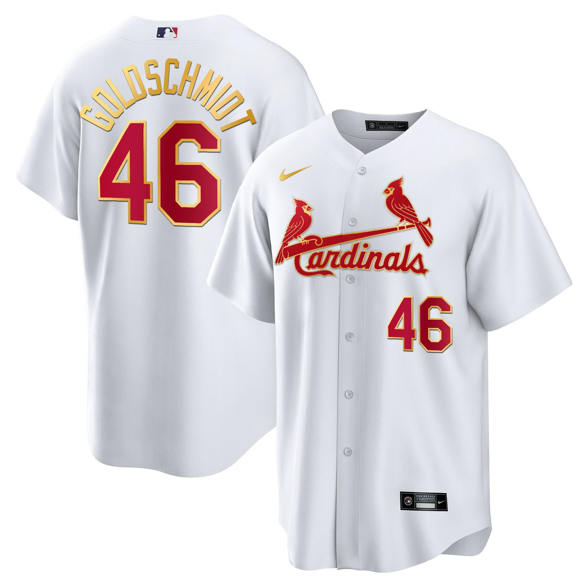 Men's St. Louis Cardinals Cool Base Gold Trim Jersey - All Stitched - Image 11