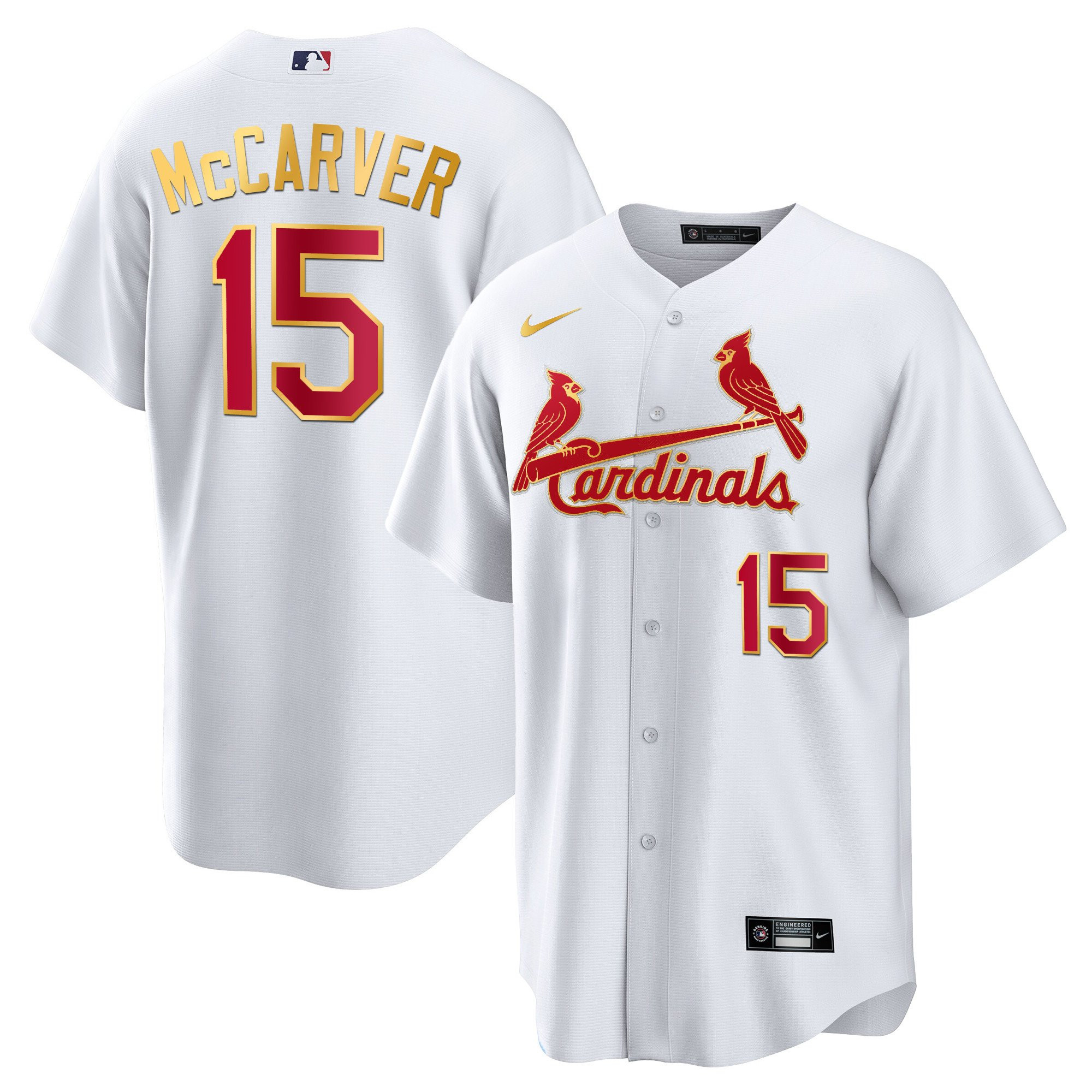 Men's St. Louis Cardinals Cool Base Gold Trim Jersey - All Stitched - Image 14