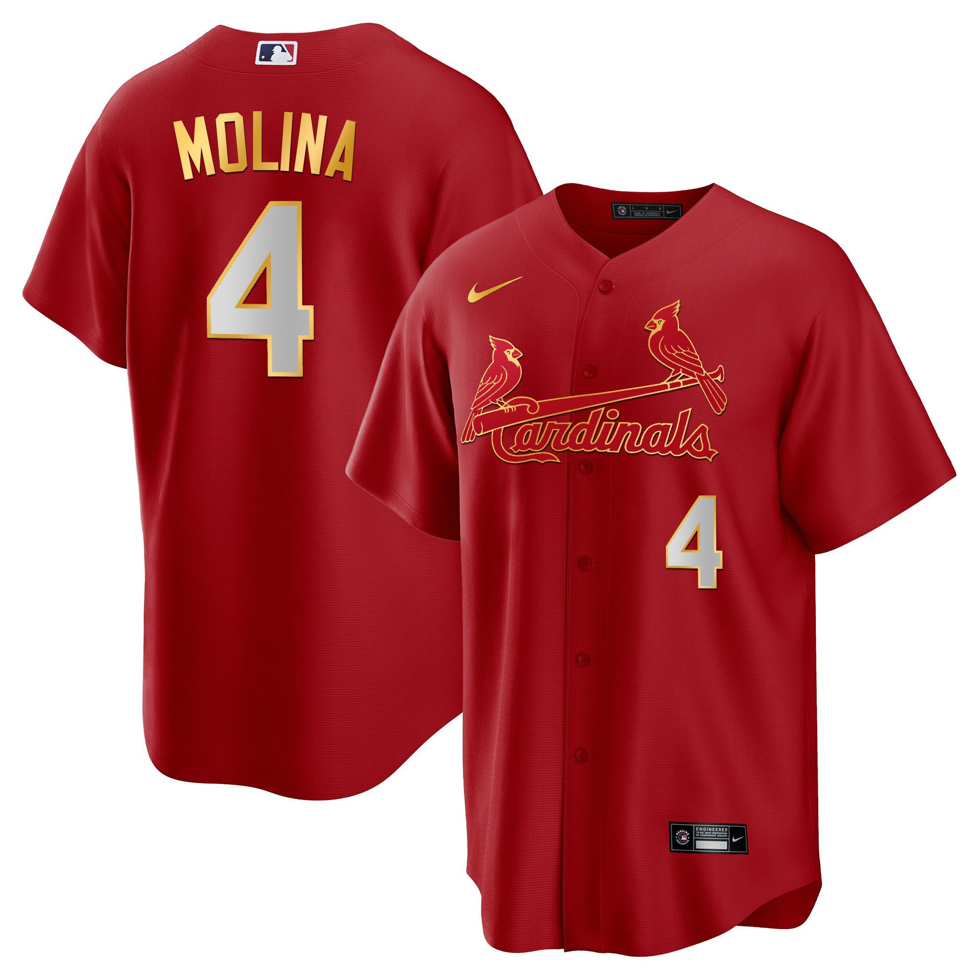 Men's St. Louis Cardinals Cool Base Gold Trim Jersey - All Stitched - Image 22