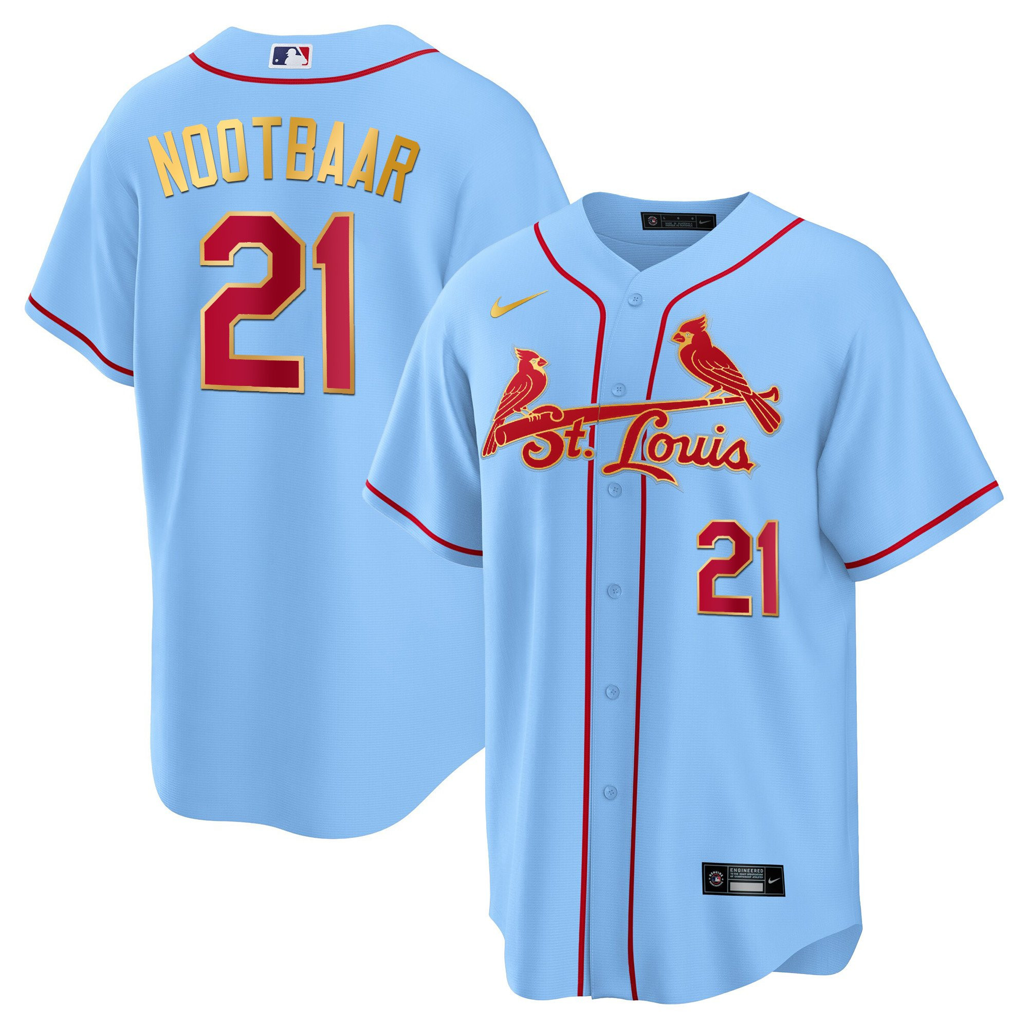 Men's St. Louis Cardinals Cool Base Gold Trim Jersey - All Stitched - Image 20