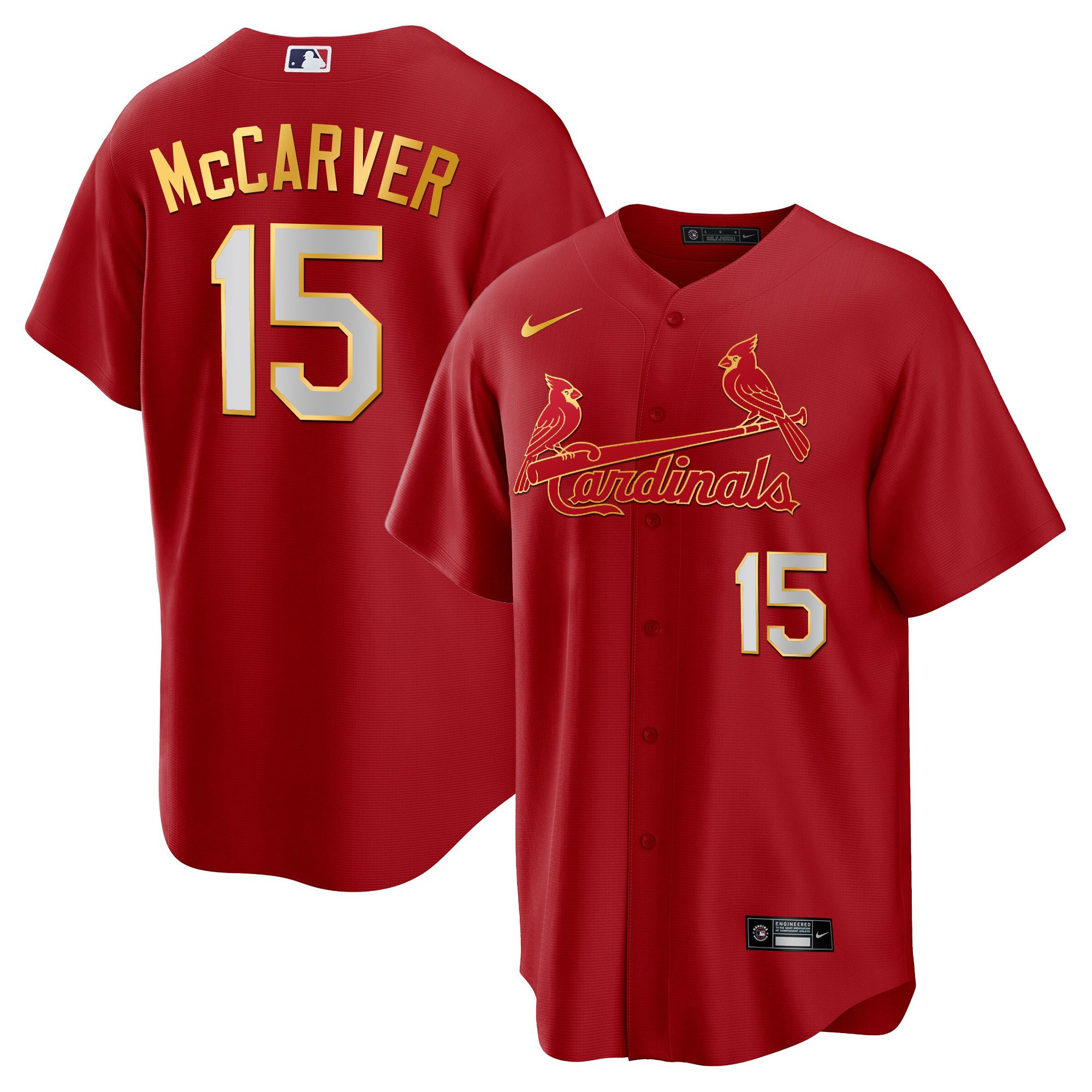 Men's St. Louis Cardinals Cool Base Gold Trim Jersey - All Stitched - Image 28