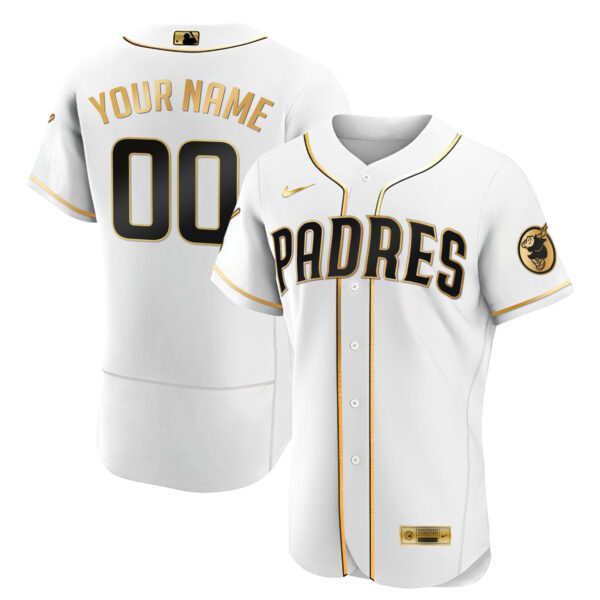 San Diego Padres Black Gold & White Gold Custom Jersey - All Stitched - Image 4