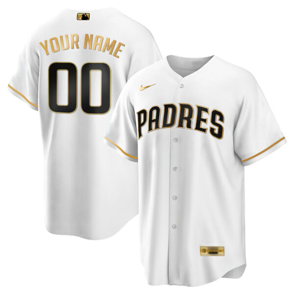 San Diego Padres Black Gold & White Gold Custom Jersey - All Stitched - Image 2