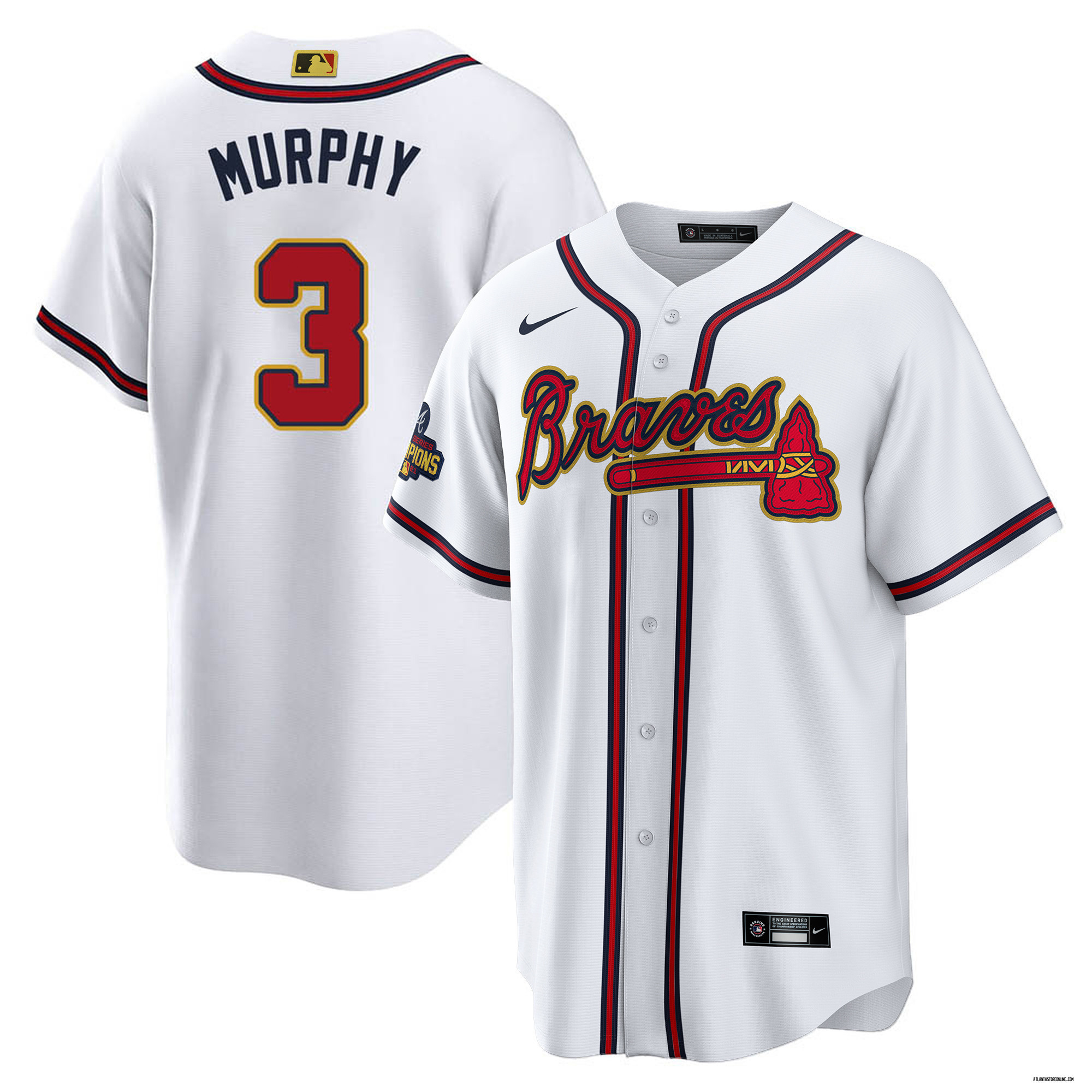 Dale Murphy Atlanta Braves 2022 World Champions Gold Trim Jersey - All Stitched