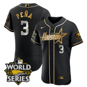 Men's Astros World Series Black Gold Special Jersey - All Stitched