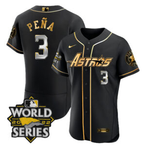 Men's Astros World Series & Throwback Patch Gold Jersey - All Stitched