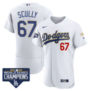 Men's Dodgers World Series Patch Gold Limited Jersey - All Stitched