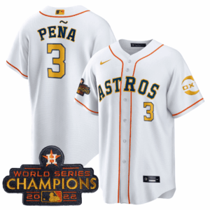 Houston Astros 2022 Champions Gold Rush Oxy Patch Cool Base Jersey – All Stitched