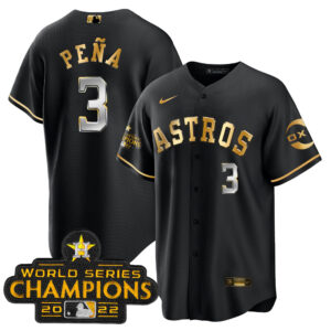 Houston Astros 2022 Champions Black Gold Rush Cool Base Jersey – All Stitched