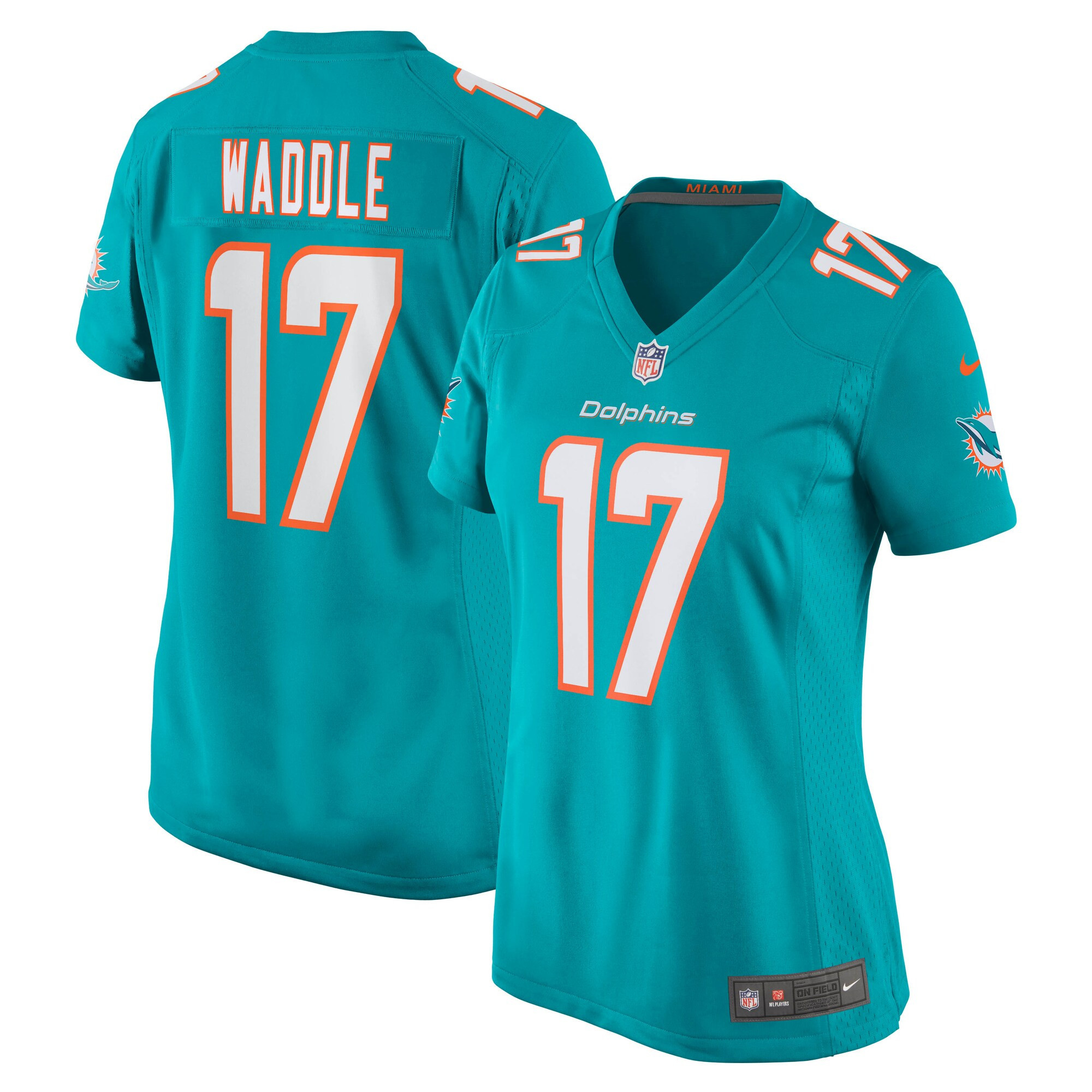 Women's Jaylen Waddle Miami Dolphins Aqua Jersey - All Stitched