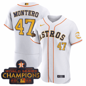 Rafael Montero Houston Astros 2022 Champions Gold Rush Flex Base Jersey - All Stitched