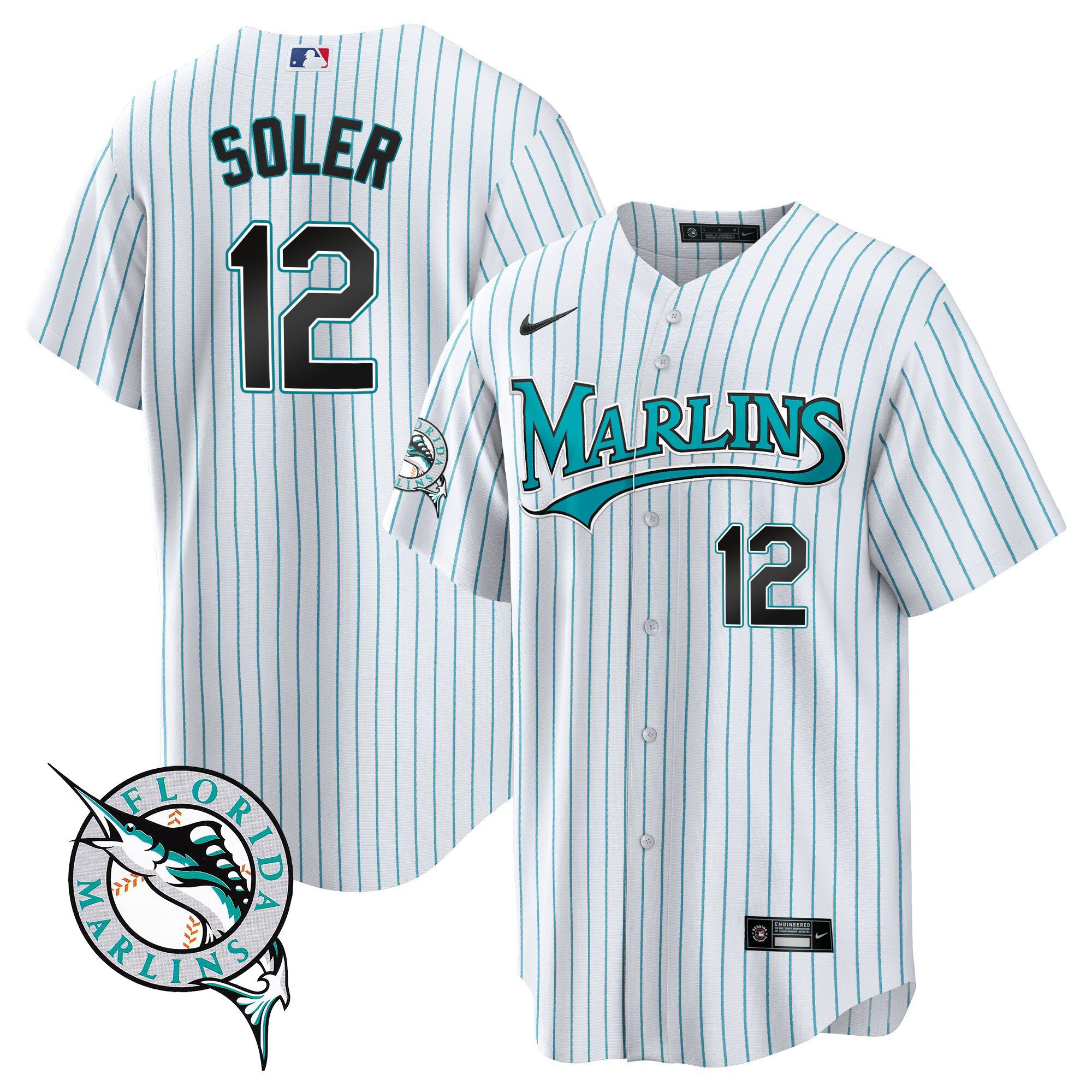Miami Marlins Throwback Cool Base Jersey - All Stitched - Image 3