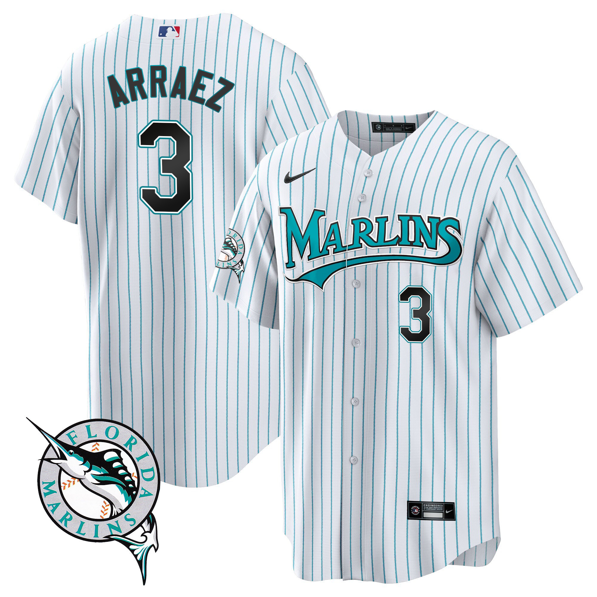 Miami Marlins Throwback Cool Base Jersey - All Stitched - Image 7