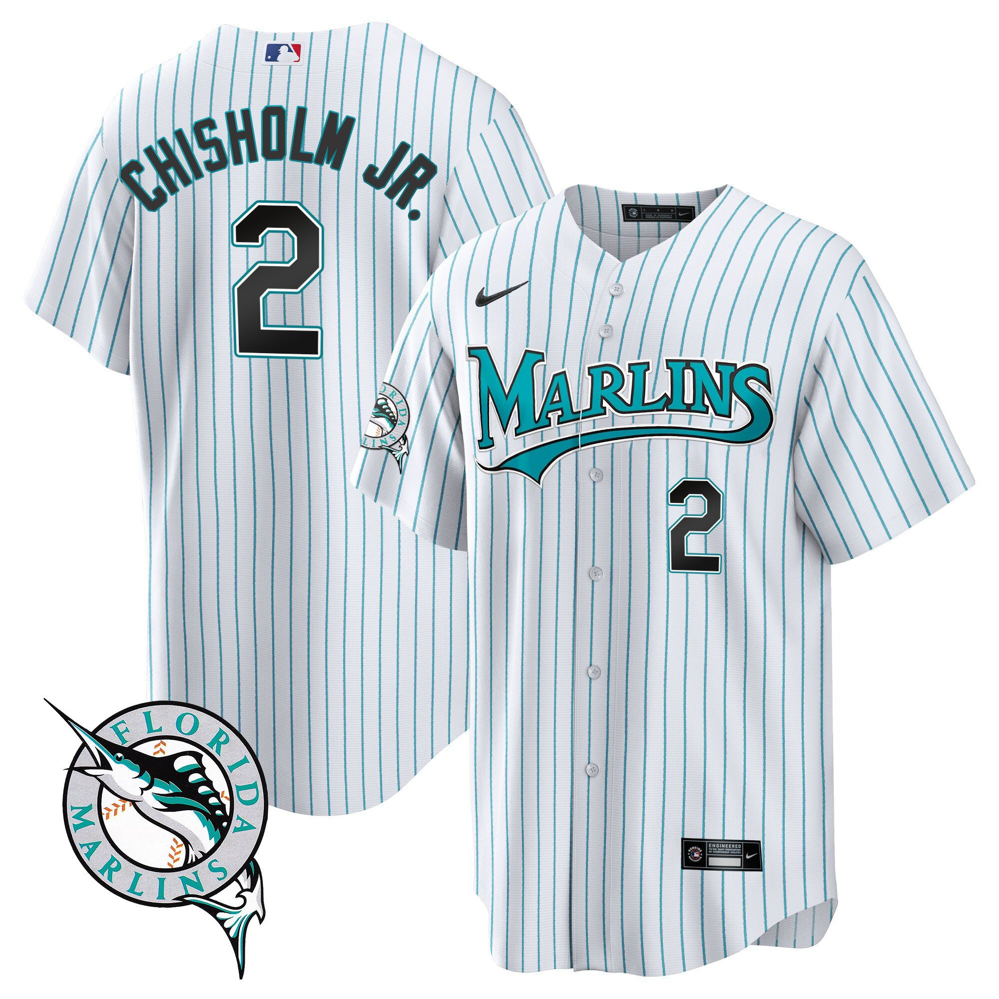 Miami Marlins Throwback Cool Base Jersey - All Stitched - Image 6